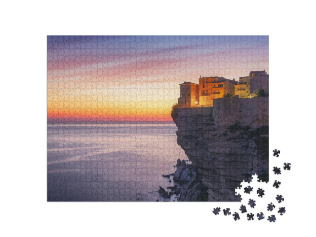 Sunset Over the Town of Bonifacio, Corsica Island, France... Jigsaw Puzzle with 1000 pieces