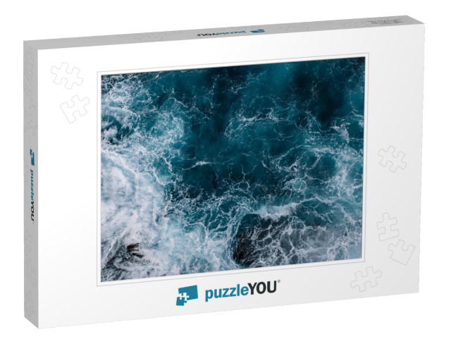 Aerial View to Ocean Waves. Blue Water Background... Jigsaw Puzzle