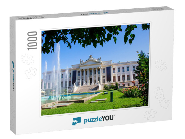 The Beautiful Blossoming Rose Garden, the Water Splashes... Jigsaw Puzzle with 1000 pieces