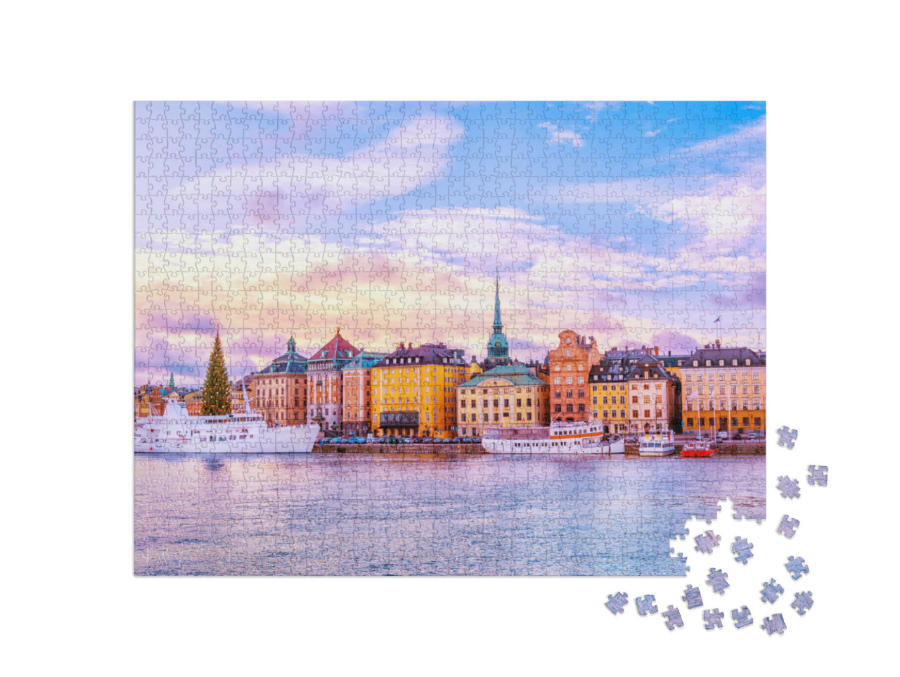 Panorama of Gamla Stan, Old Town in Stockholm, the Capita... Jigsaw Puzzle with 1000 pieces