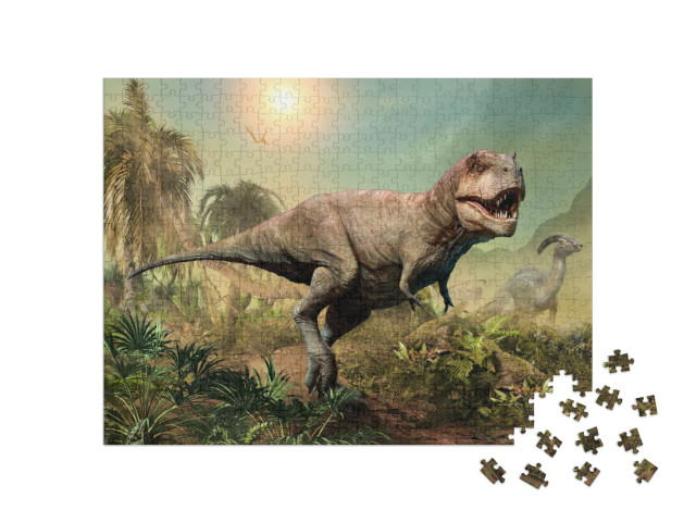 Tyrannosaurus Rex Scene 3D Illustration... Jigsaw Puzzle with 500 pieces