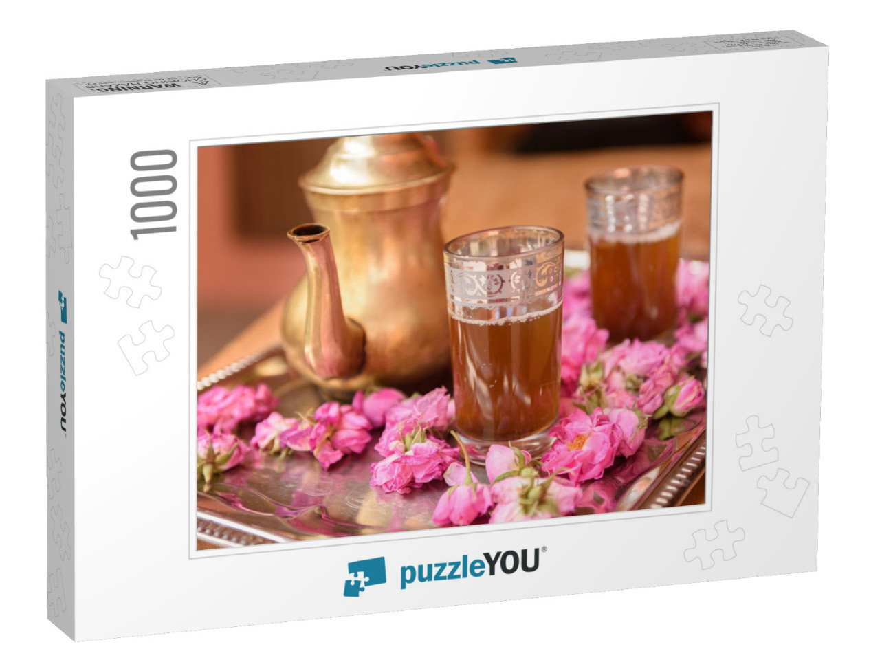 Tea with Roses on a Tray in Kalat Mgoun, Morocco... Jigsaw Puzzle with 1000 pieces