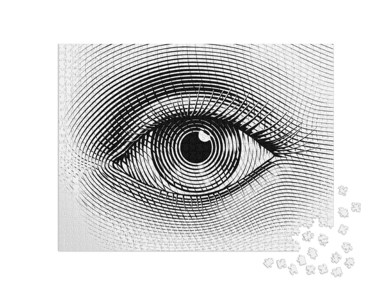 Vector Human Eye in Engraved Style. Eps8. Cmyk. Organized... Jigsaw Puzzle with 1000 pieces