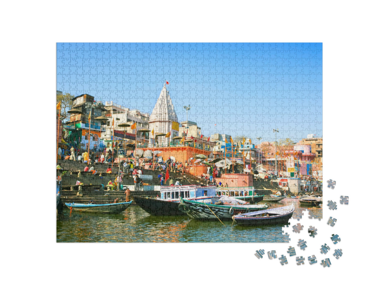 View to Prayag Ghat on the Sacred River Ganges At Uttar P... Jigsaw Puzzle with 1000 pieces