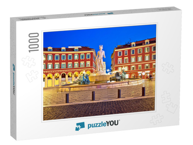 City of Nice Place Massena Square & Fountain Du Soleil Ev... Jigsaw Puzzle with 1000 pieces