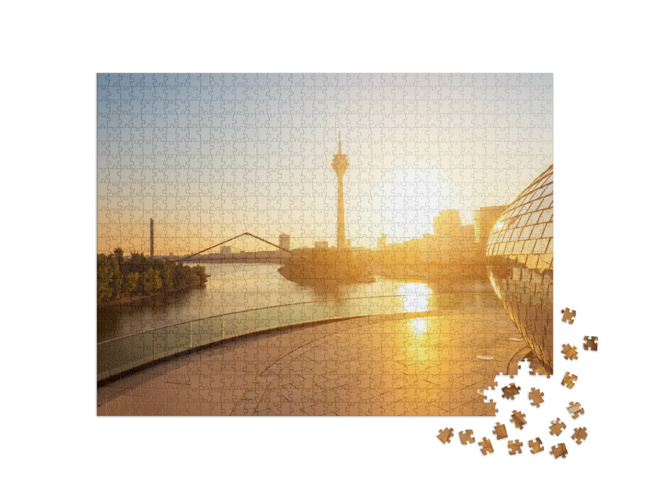 Morning Sunlight At Dusseldorf in Germany... Jigsaw Puzzle with 1000 pieces