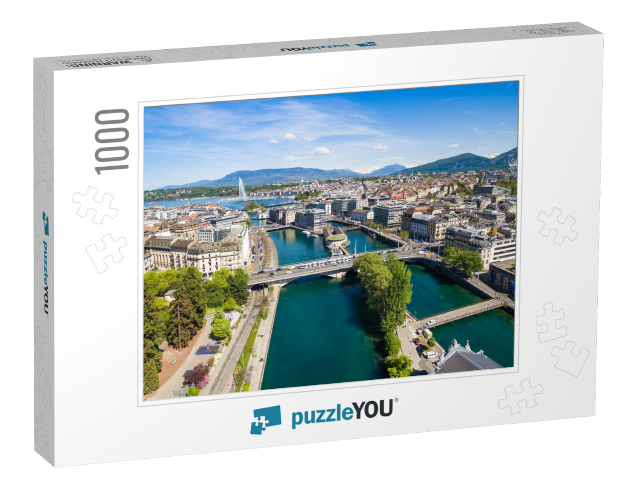 Aerial View of Leman Lake - Geneva City in Switzerland... Jigsaw Puzzle with 1000 pieces