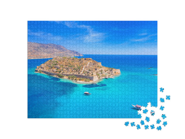 View of the Island of Spinalonga with Calm Sea. Here Were... Jigsaw Puzzle with 1000 pieces