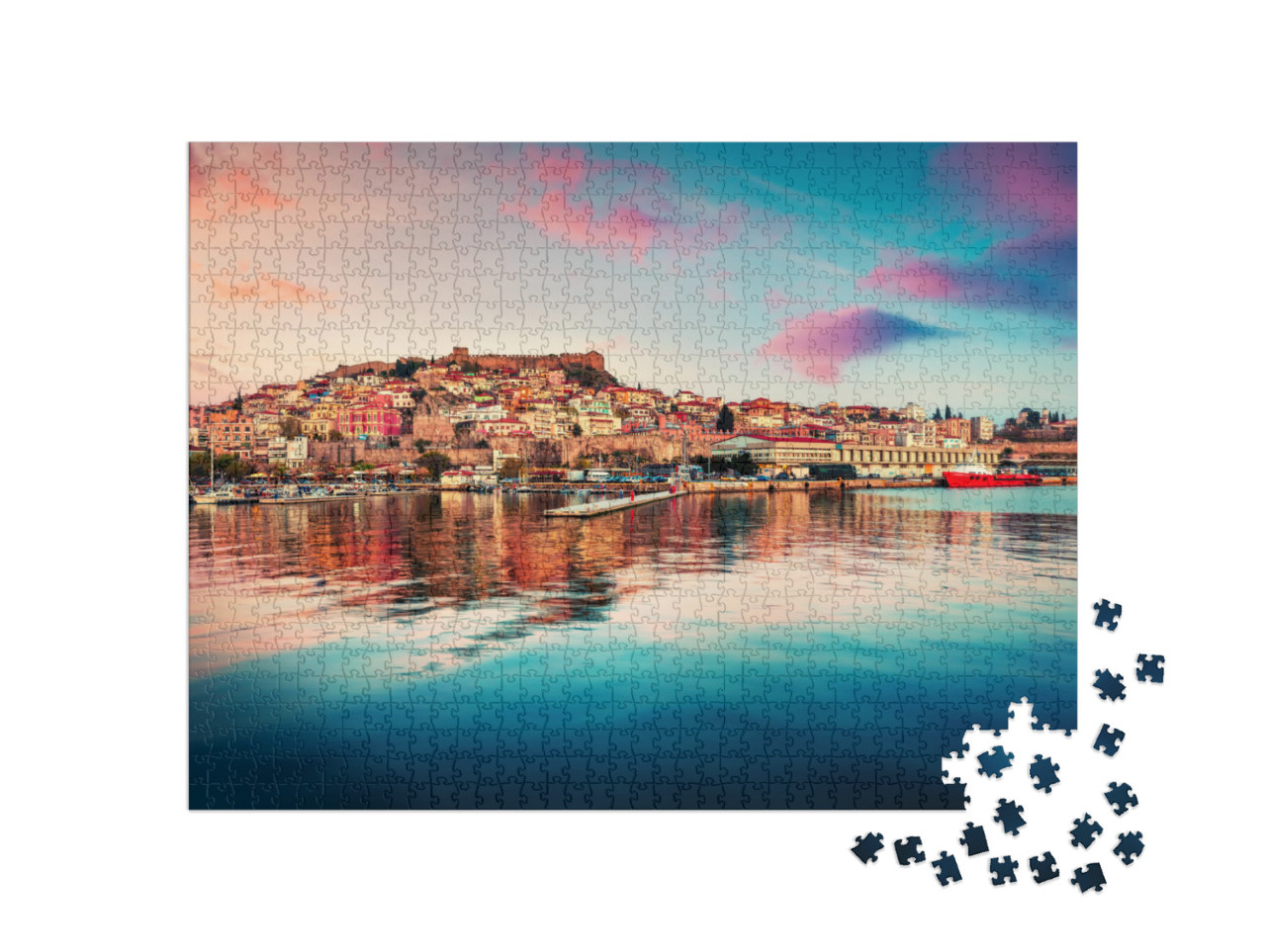 Fantastic Spring Seascape on Aegean Sea. Colorful Evening... Jigsaw Puzzle with 1000 pieces