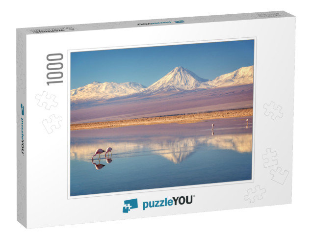 Snowy Licancabur Volcano in Andes Mountains Reflecting in... Jigsaw Puzzle with 1000 pieces