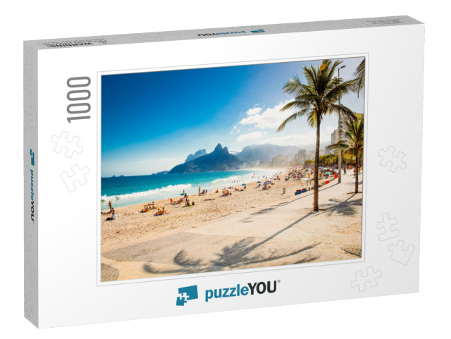 Palms & Two Brothers Mountain on Ipanema Beach in Rio De... Jigsaw Puzzle with 1000 pieces