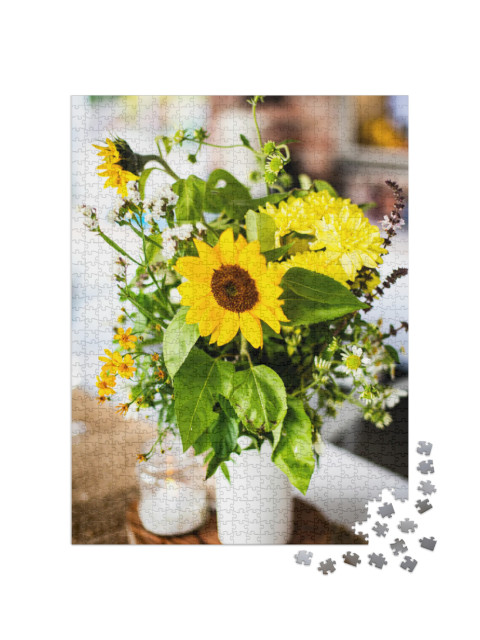 Sunflower Yellow Flower Table Decoration Arrangements, We... Jigsaw Puzzle with 1000 pieces