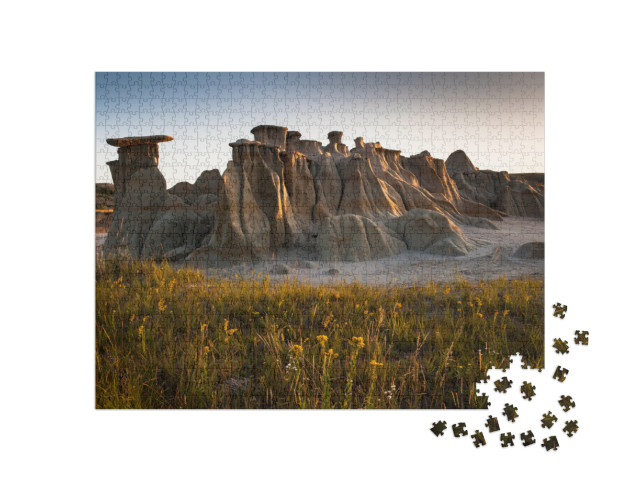 Hoodoos At Theodore Roosevelt National Park At Sunrise, N... Jigsaw Puzzle with 1000 pieces