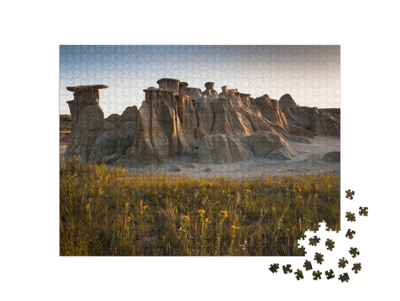 Hoodoos At Theodore Roosevelt National Park At Sunrise, N... Jigsaw Puzzle with 1000 pieces