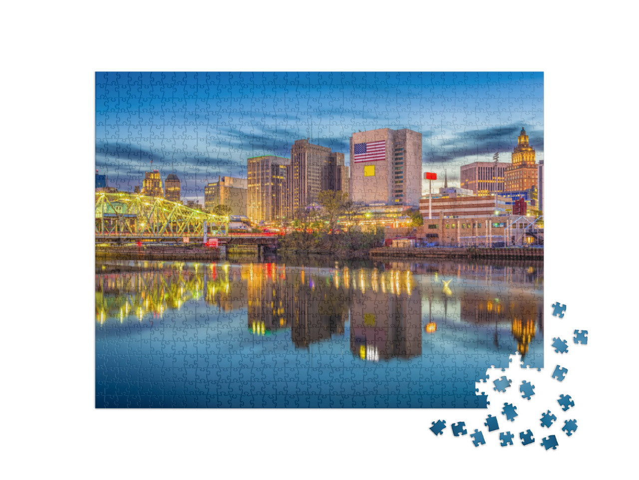 Newark, New Jersey, USA Skyline on the Passaic River At Du... Jigsaw Puzzle with 1000 pieces