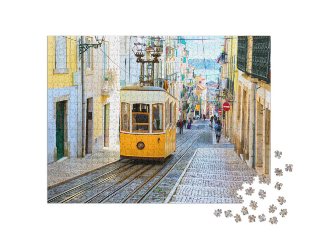 A View of the Incline & Bica Tram, Lisbon, Portugal... Jigsaw Puzzle with 1000 pieces