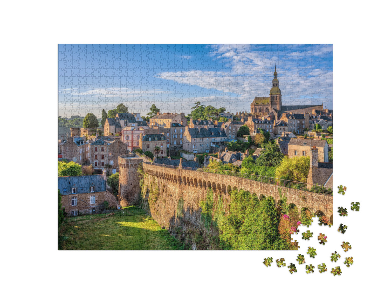 Historical Walled Old Town of Dinan, Brittany, France... Jigsaw Puzzle with 1000 pieces