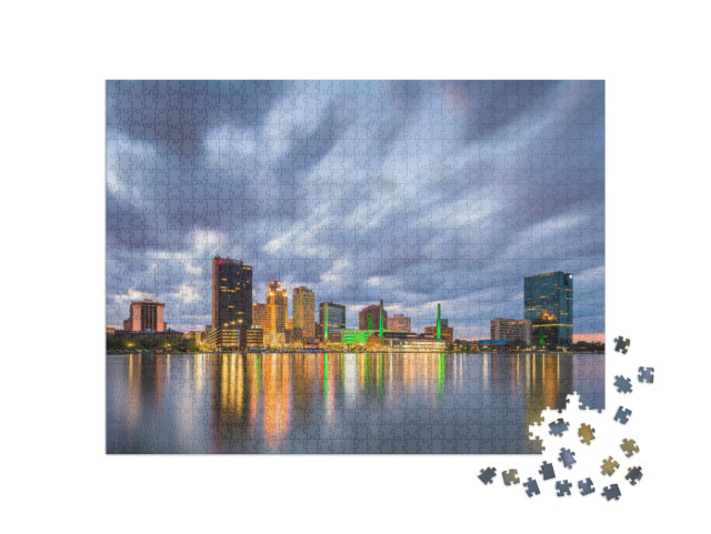 Toledo, Ohio, USA Downtown Skyline on the Maumee River At... Jigsaw Puzzle with 1000 pieces