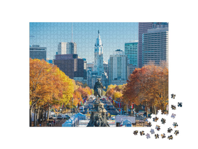 Philadelphia, Pennsylvania, USA in Autumn Overlooking Benj... Jigsaw Puzzle with 1000 pieces