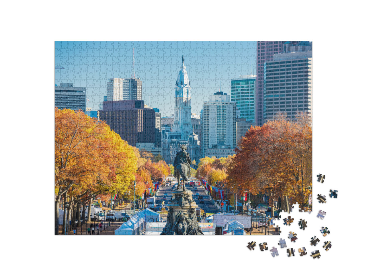 Philadelphia, Pennsylvania, USA in Autumn Overlooking Benj... Jigsaw Puzzle with 1000 pieces