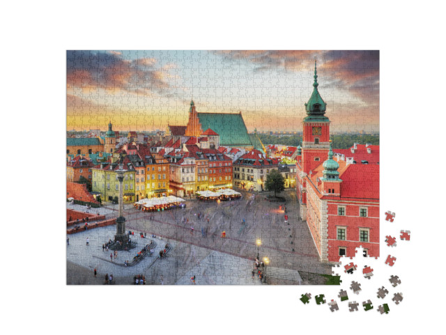 Night Panorama of Old Town in Warsaw, Poland... Jigsaw Puzzle with 1000 pieces