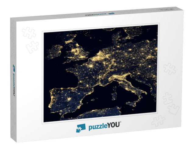 City Lights on World Map. Europe. Elements of This Image... Jigsaw Puzzle