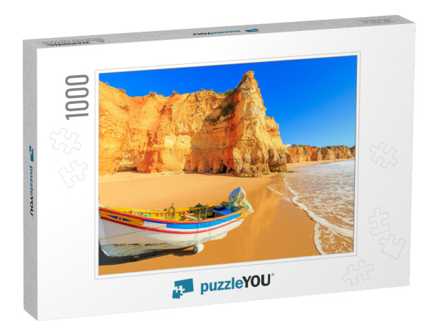 Fishing Boat on a Praia Da Rocha in Portimao, Algarve Reg... Jigsaw Puzzle with 1000 pieces