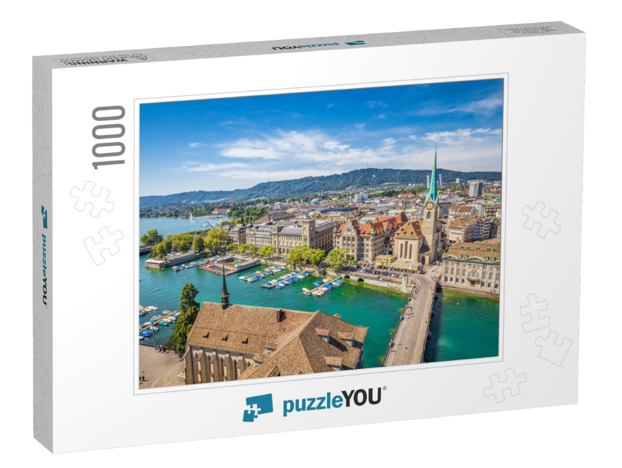 Aerial View of Historic Zurich City Center with Famous Fr... Jigsaw Puzzle with 1000 pieces