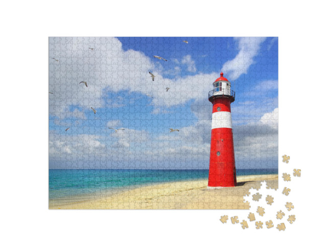 Lighthouse. Westkapelle, Netherlands... Jigsaw Puzzle with 1000 pieces