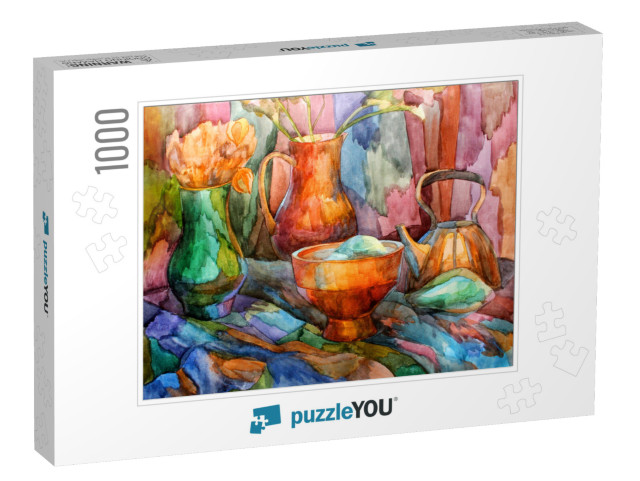 Still-Life Stained-Glass Watercolor... Jigsaw Puzzle with 1000 pieces