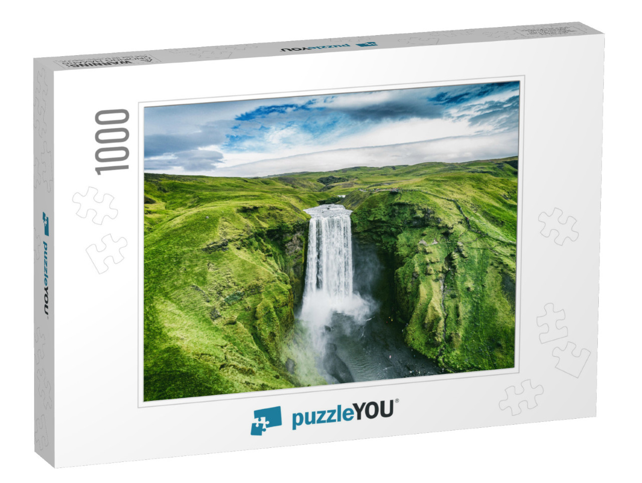 Iceland Waterfall Skogafoss in Icelandic Nature Landscape... Jigsaw Puzzle with 1000 pieces