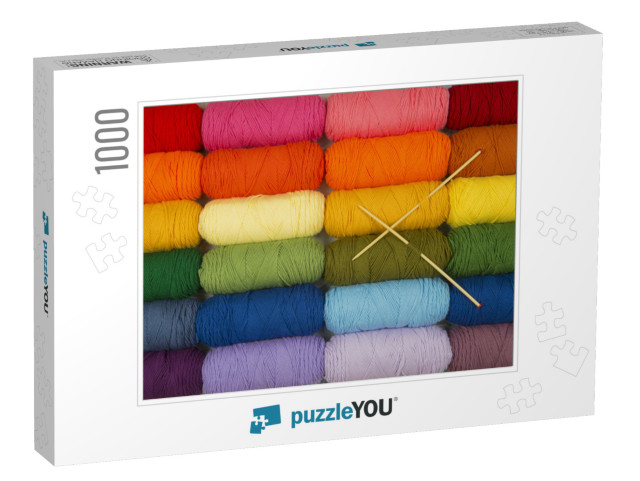 Colorful Yarn in Rainbow Rows Photo Collage Jigsaw Puzzle with 1000 pieces