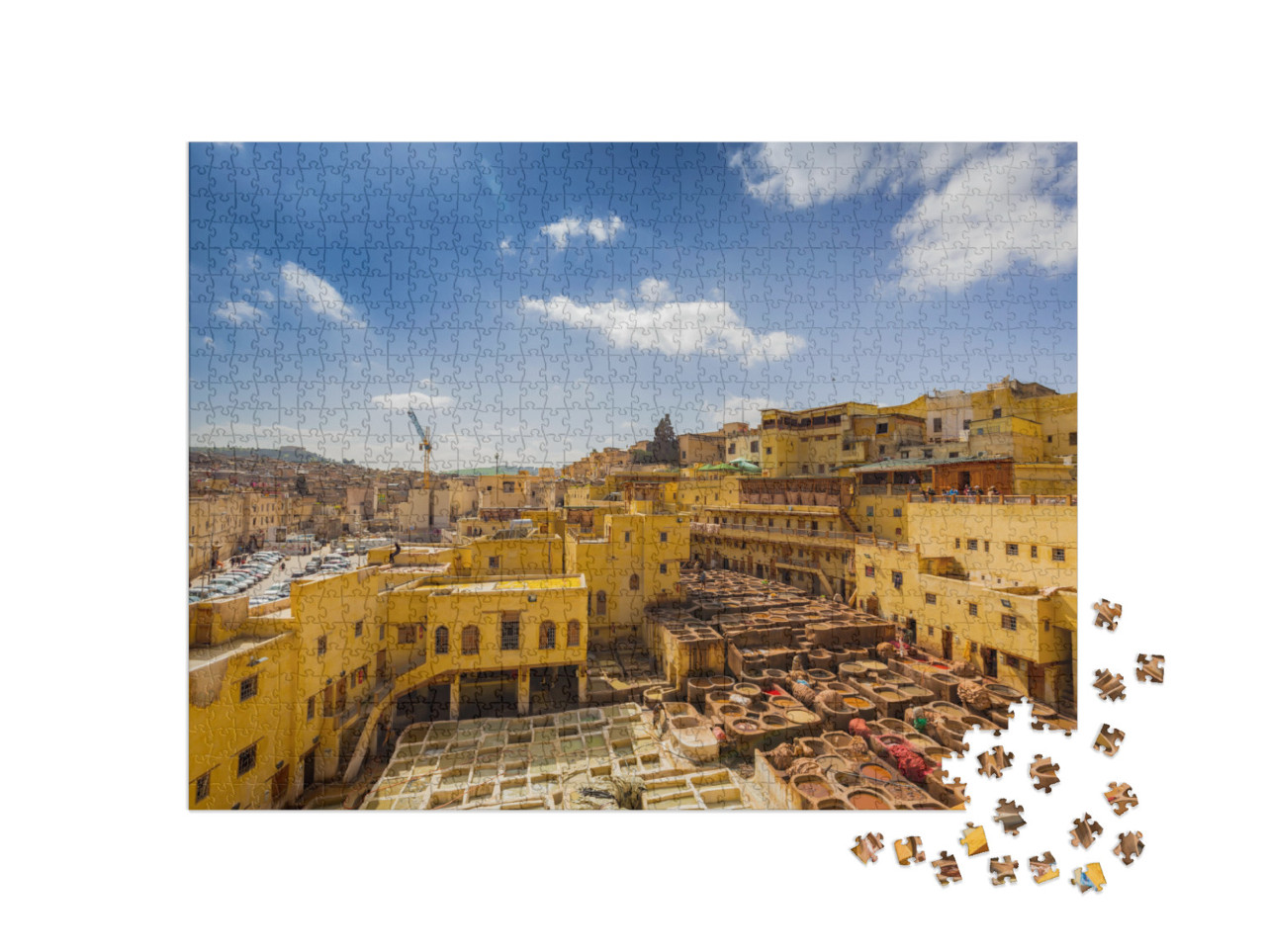 Traditional Processing Leather Tannery in Fes, Morocco... Jigsaw Puzzle with 1000 pieces