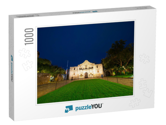 The Alamo Mission At Night in Downtown San Antonio, Texas... Jigsaw Puzzle with 1000 pieces