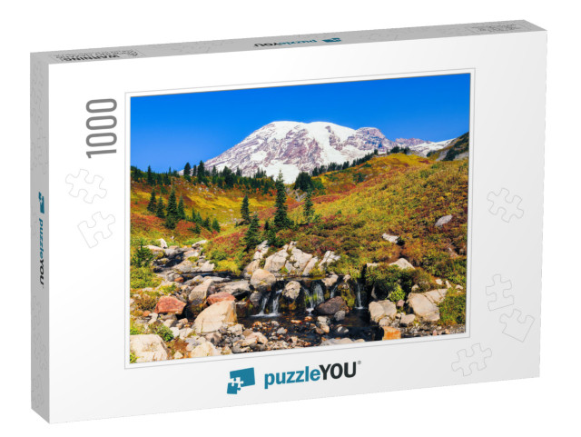 Edith Creek in Mount Rainier National Park Flows in Front... Jigsaw Puzzle with 1000 pieces