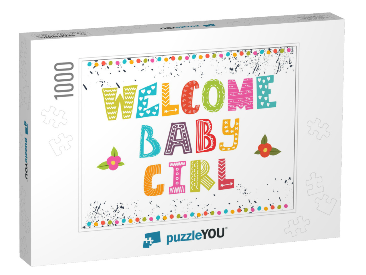 Welcome Baby Girl. Baby Girl Arrival Postcard. Bab... Jigsaw Puzzle with 1000 pieces