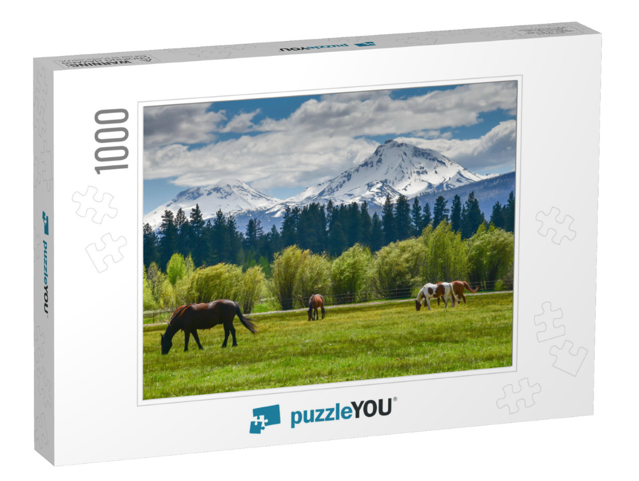 Horses in the Foreground with the Beautiful Mountains of... Jigsaw Puzzle with 1000 pieces