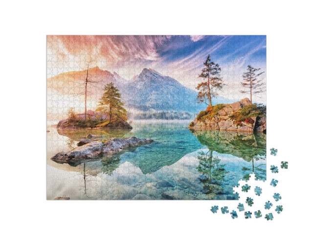 Lake Hintersee in Germany, Bavaria, National Park Ramsau... Jigsaw Puzzle with 1000 pieces