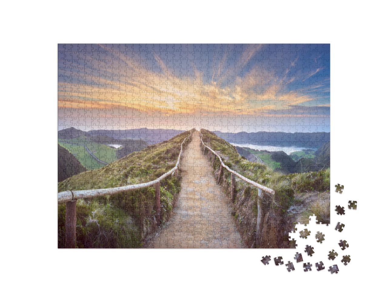 Mountain Landscape with Hiking Trail & View of Beautiful... Jigsaw Puzzle with 1000 pieces