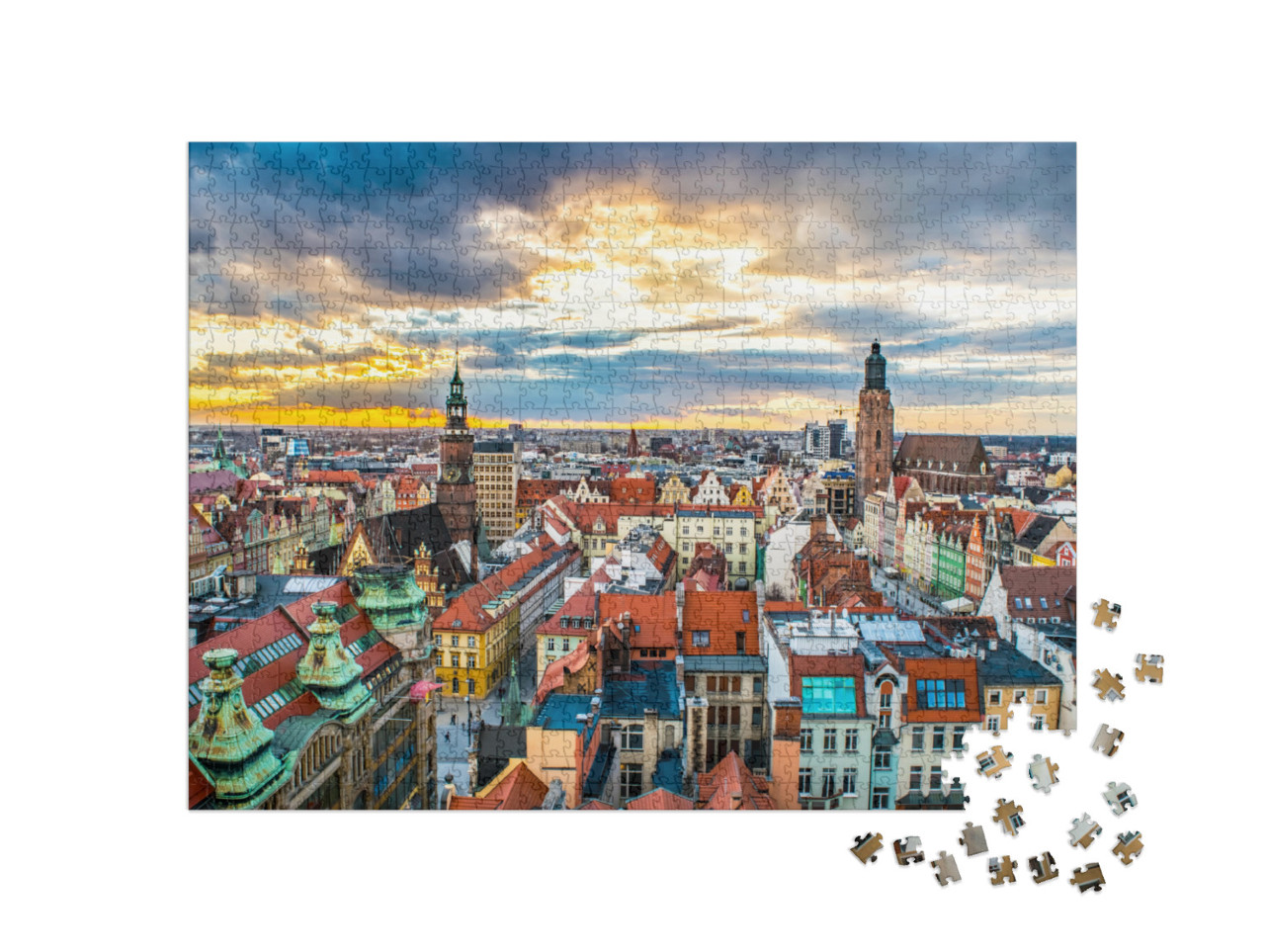 Sunset Over Wroclaw... Jigsaw Puzzle with 1000 pieces