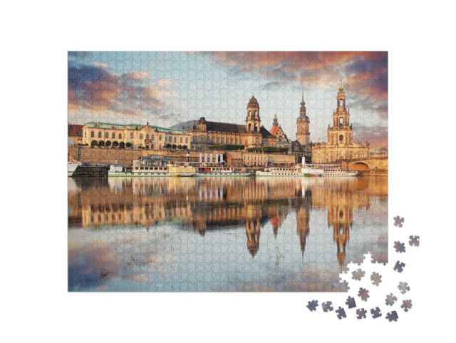 Panorama of Dresden Old Town Over the Elbe River... Jigsaw Puzzle with 1000 pieces