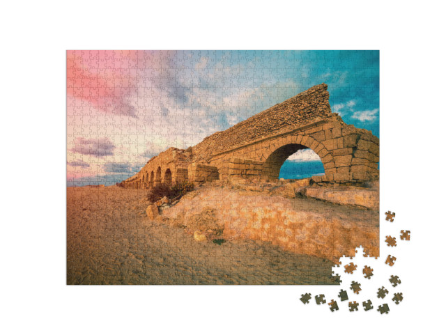 Old Aqueduct in Caesarea, Israel... Jigsaw Puzzle with 1000 pieces