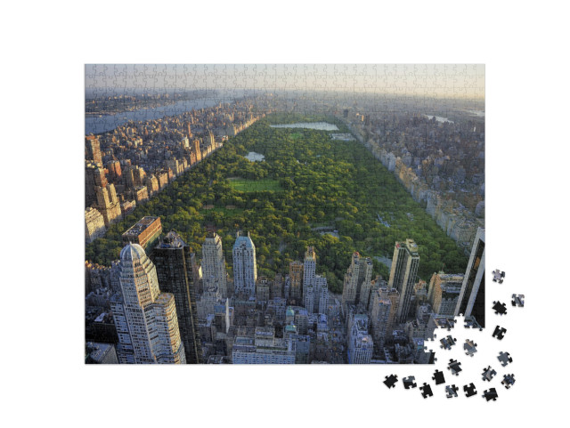 Central Park Aerial View, Manhattan, New York Park is Sur... Jigsaw Puzzle with 1000 pieces