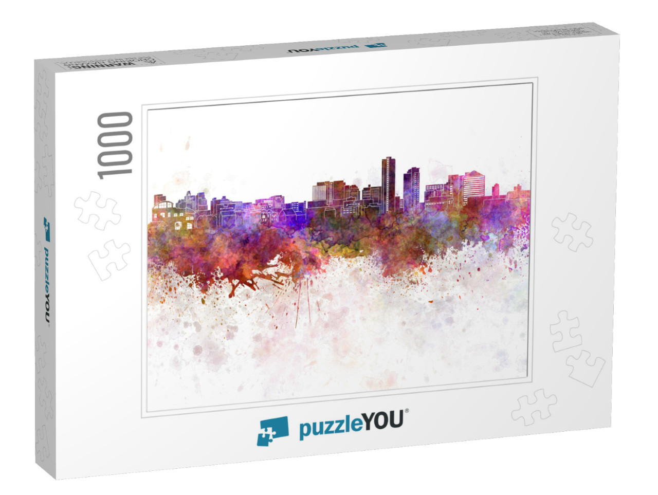 Wilmington De Skyline in Watercolor Background... Jigsaw Puzzle with 1000 pieces