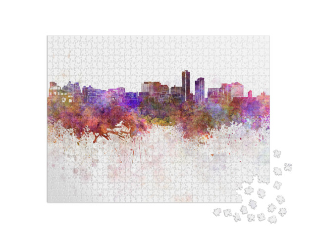 Wilmington De Skyline in Watercolor Background... Jigsaw Puzzle with 1000 pieces