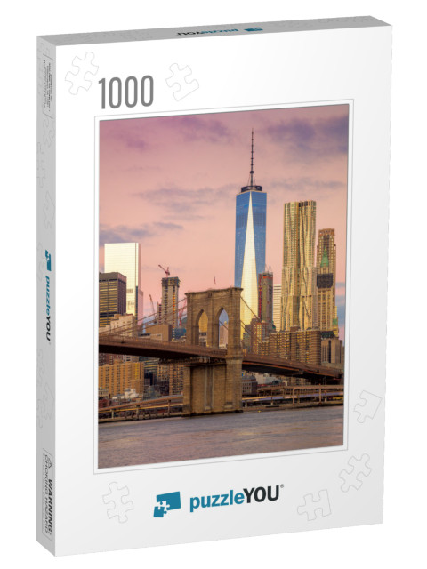 Morning Colors of Famous New York Landmarks - Brooklyn Br... Jigsaw Puzzle with 1000 pieces