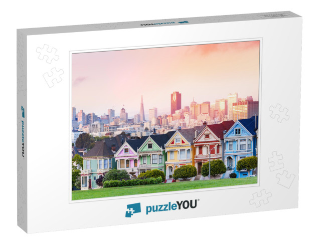 Evening Skyline of San Francisco, Painted Ladies... Jigsaw Puzzle