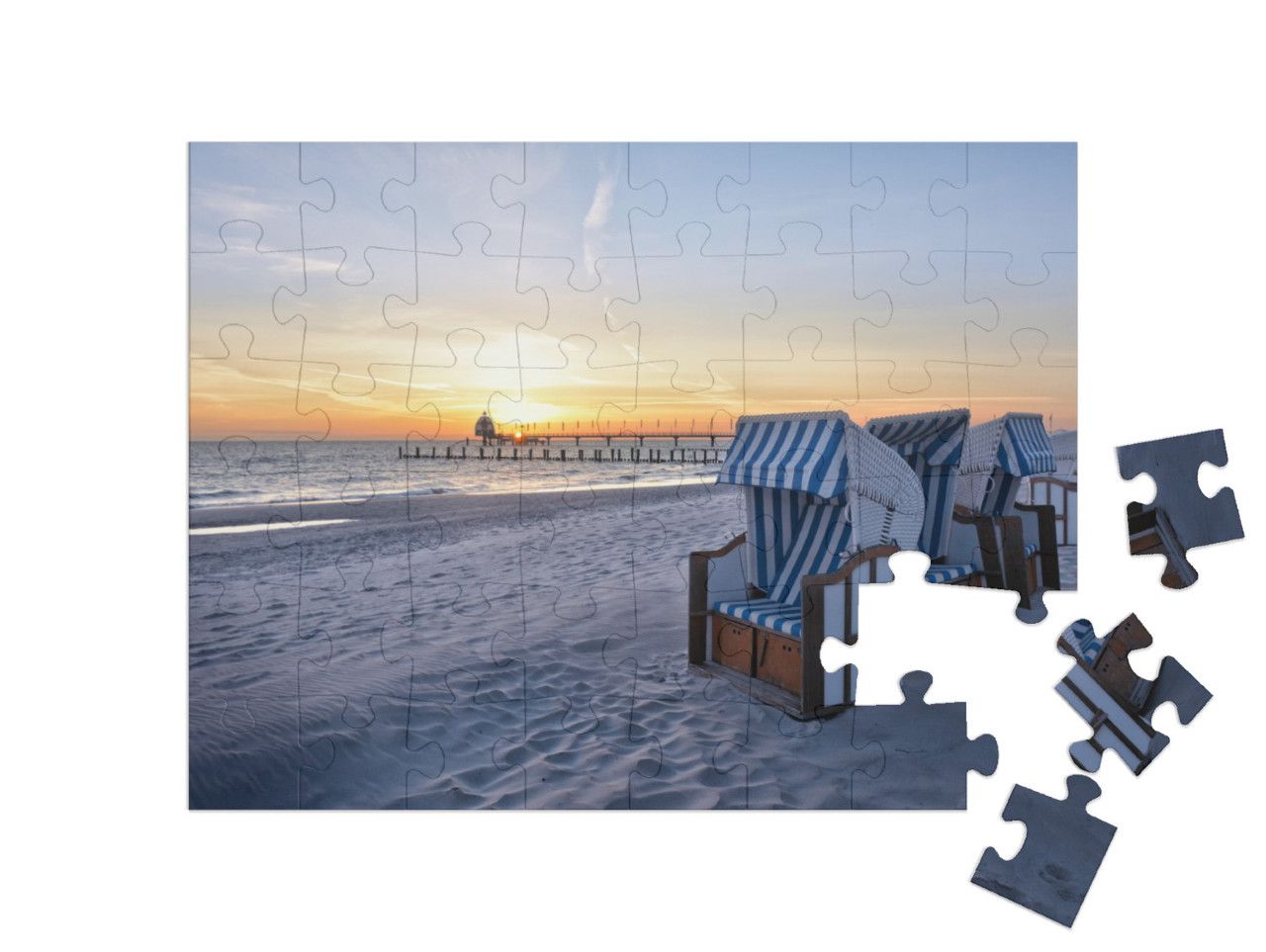 Beach of the Baltic Sea Resort Zingst... Jigsaw Puzzle with 48 pieces