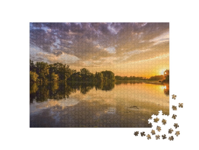 Loire River At Sunset, Colorful Picture of the River Loir... Jigsaw Puzzle with 1000 pieces