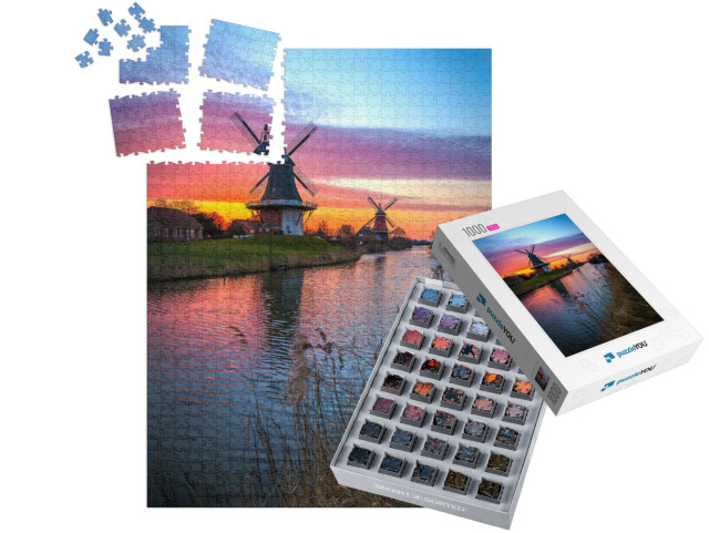 The Famous Twin Mills of Greetsiel, East Frisia At Sunris... | SMART SORTED® | Jigsaw Puzzle with 1000 pieces